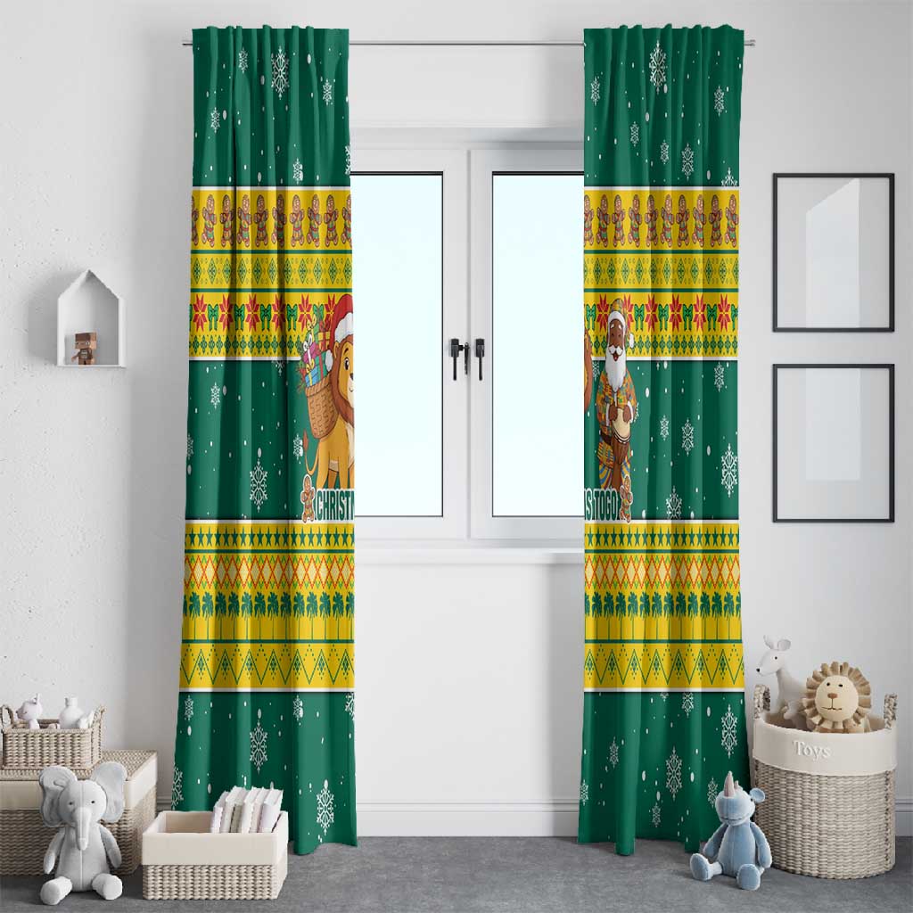 Togo Christmas Window Curtain African Santa Lion Drummer Gingerbread - African Pride
