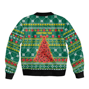 Togo Christmas Bomber Jacket African Santa Poinsettia Flower Tree Gifts - African Pride
