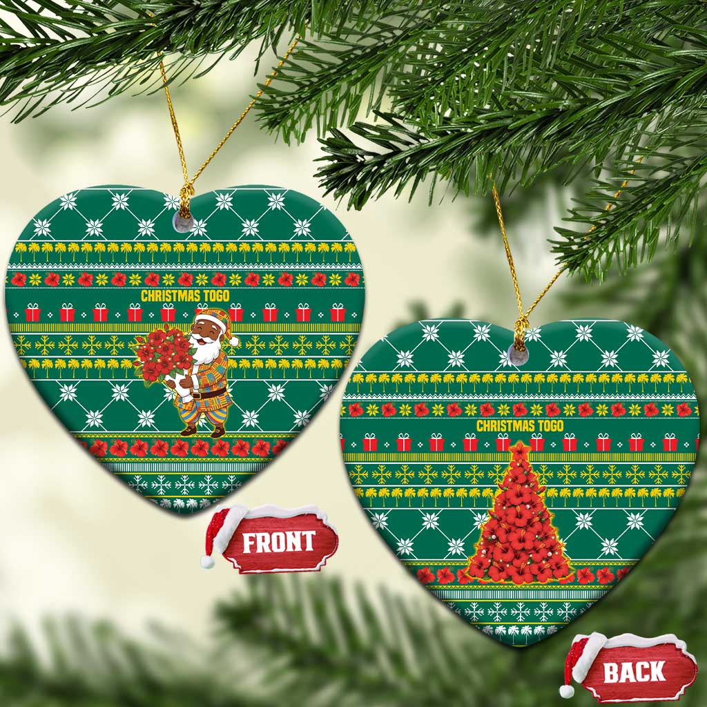 Togo Christmas Ceramic Ornament African Santa Poinsettia Flower Tree Gifts - African Pride