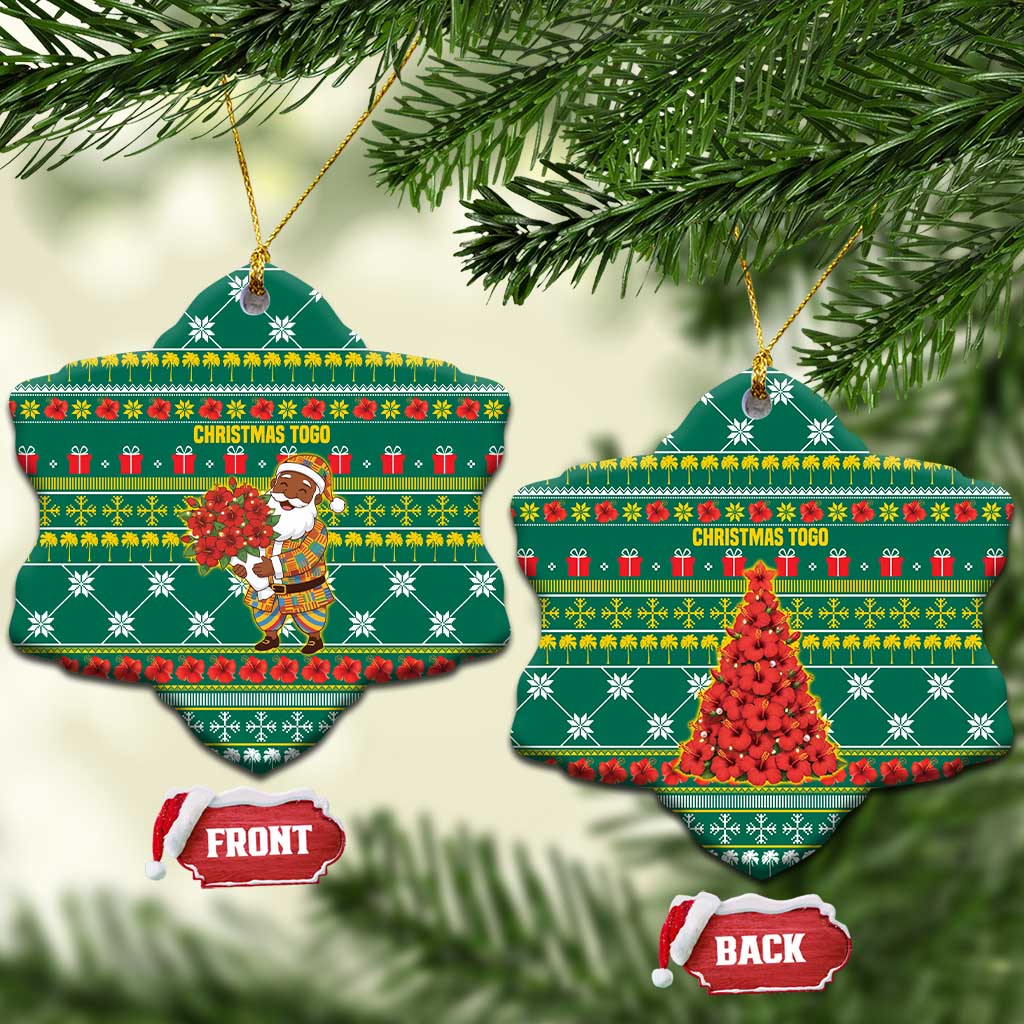 Togo Christmas Ceramic Ornament African Santa Poinsettia Flower Tree Gifts - African Pride