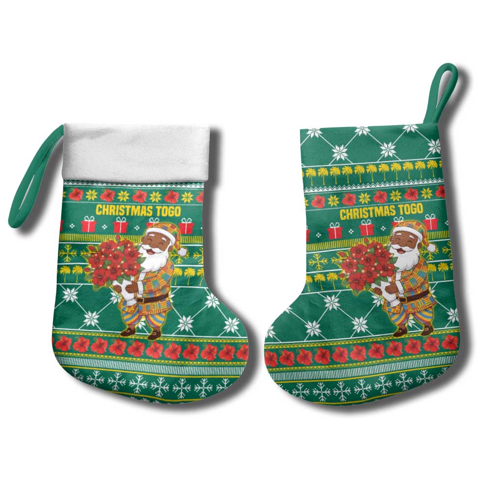 Togo Christmas Stocking African Santa Poinsettia Flower Tree Gifts - African Pride