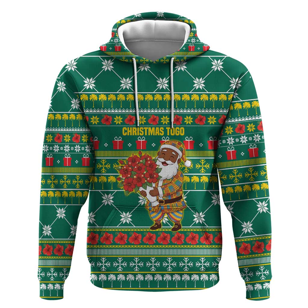 Togo Christmas Hoodie African Santa Poinsettia Flower Tree Gifts - African Pride