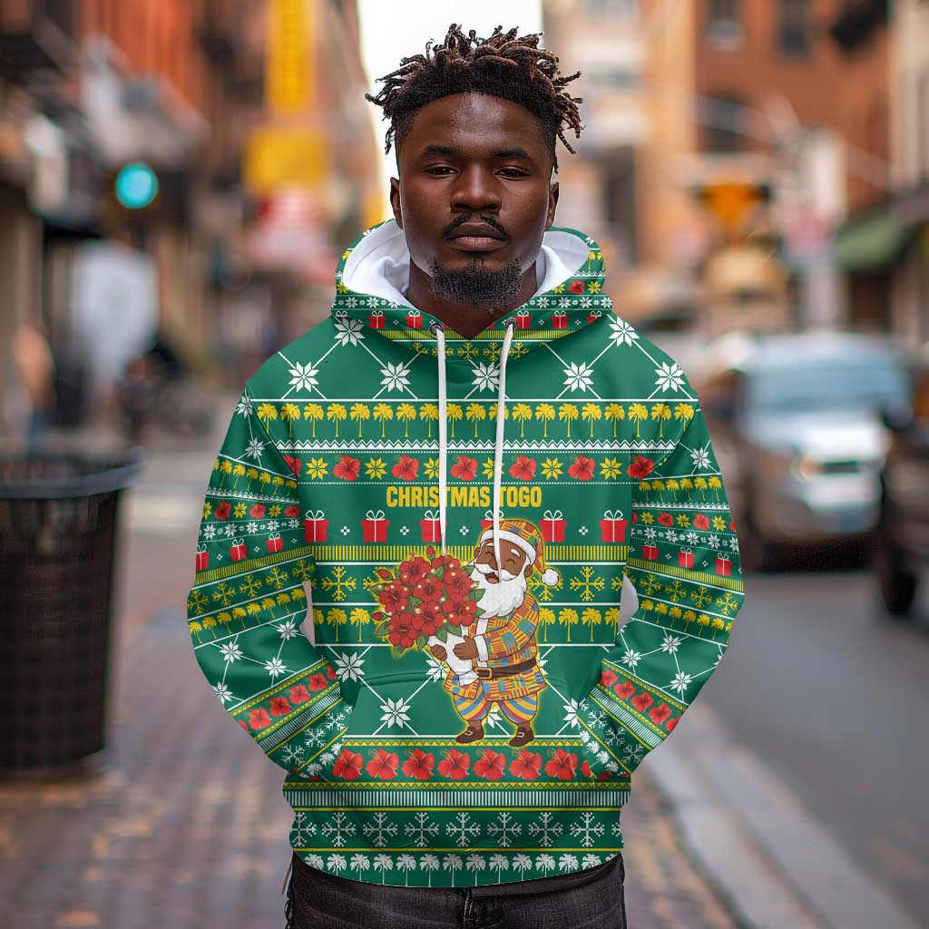 Togo Christmas Hoodie African Santa Poinsettia Flower Tree Gifts - African Pride