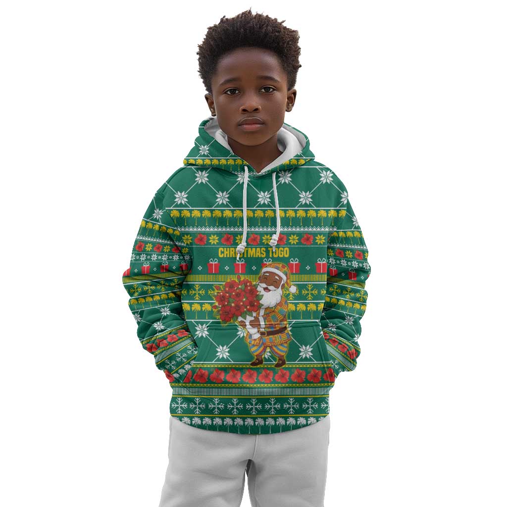 Togo Christmas Kid Hoodie African Santa Poinsettia Flower Tree Gifts - African Pride