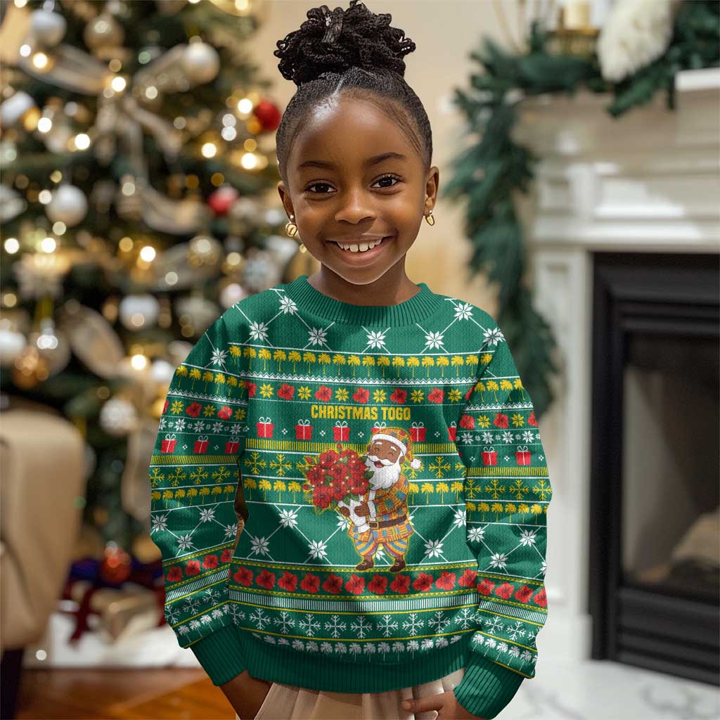 Togo Christmas Kid Ugly Christmas Sweater African Santa Poinsettia Flower Tree Gifts - African Pride