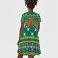 Togo Christmas Kid Short Sleeve Dress African Santa Poinsettia Flower Tree Gifts - African Pride