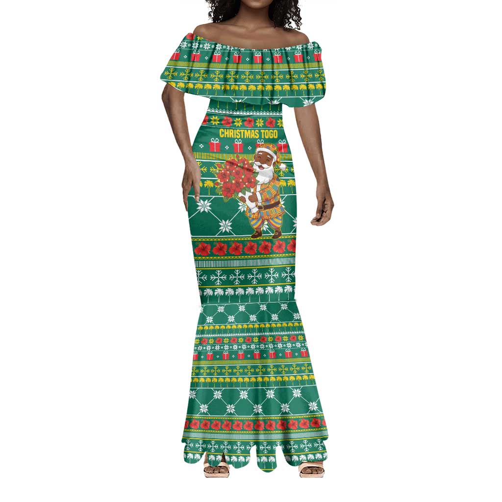 Togo Christmas Mermaid Dress African Santa Poinsettia Flower Tree Gifts - African Pride