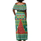 Togo Christmas Off Shoulder Maxi Dress African Santa Poinsettia Flower Tree Gifts - African Pride