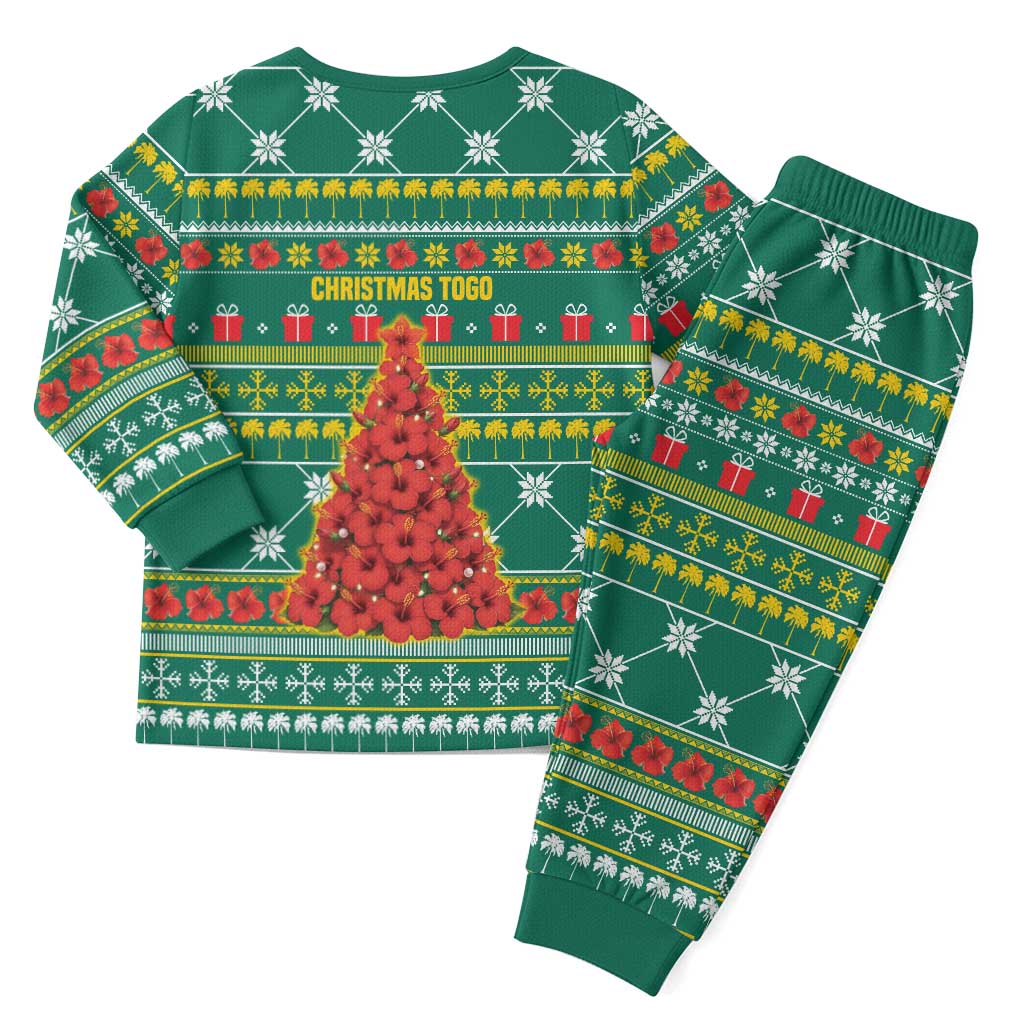 Togo Christmas Pajama Set African Santa Poinsettia Flower Tree Gifts - African Pride