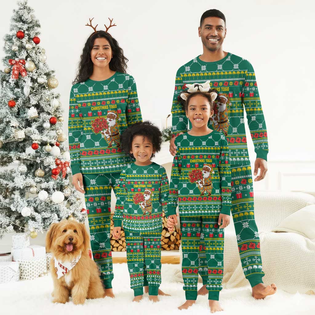 Togo Christmas Pajama Set African Santa Poinsettia Flower Tree Gifts - African Pride