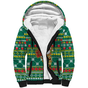 Togo Christmas Sherpa Hoodie African Santa Poinsettia Flower Tree Gifts - African Pride