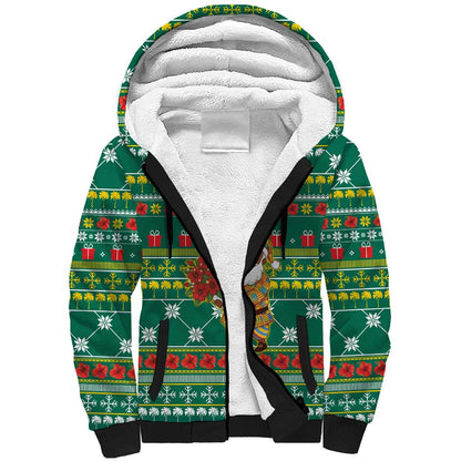 Togo Christmas Sherpa Hoodie African Santa Poinsettia Flower Tree Gifts - African Pride
