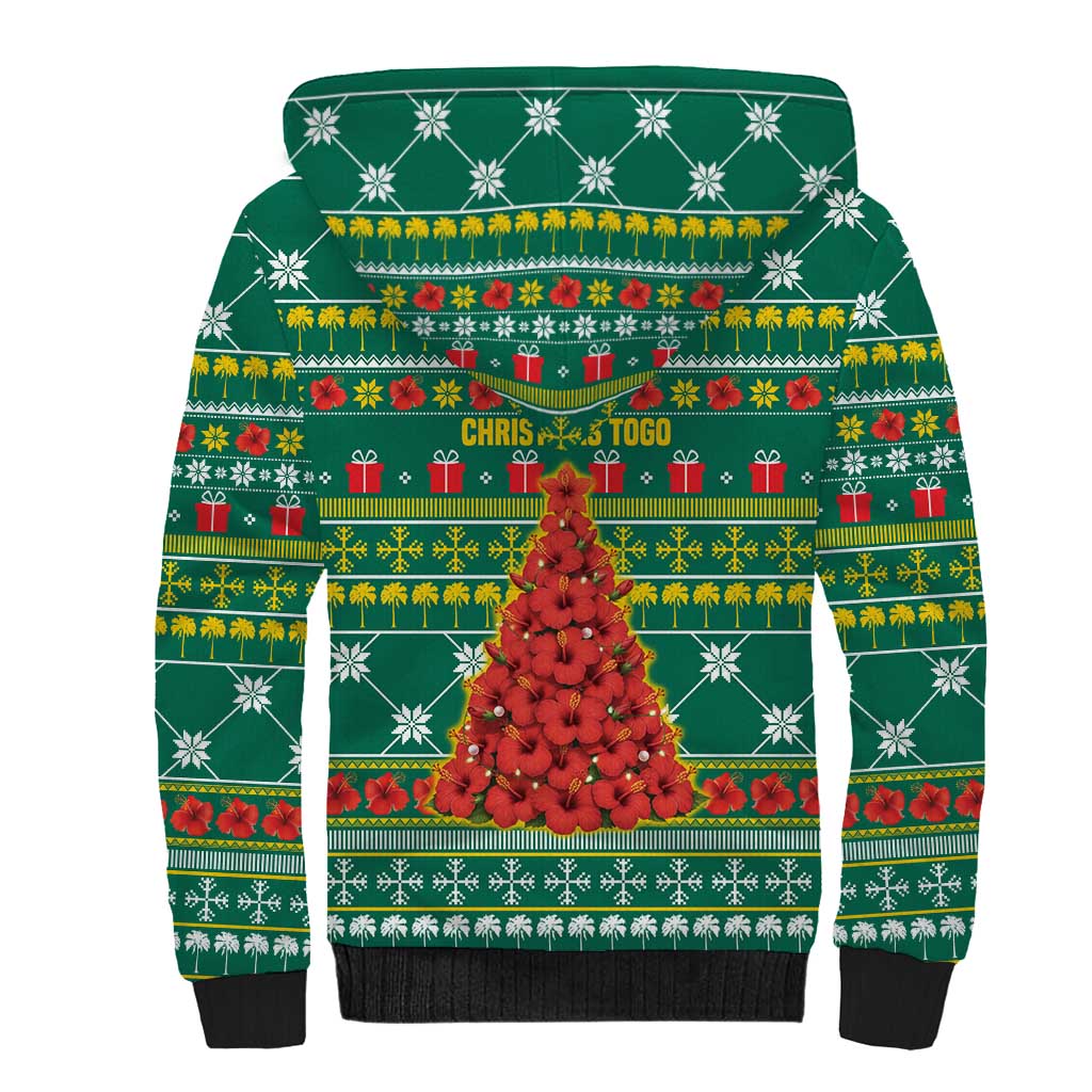 Togo Christmas Sherpa Hoodie African Santa Poinsettia Flower Tree Gifts - African Pride