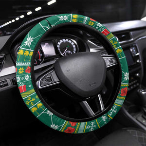 Togo Christmas Steering Wheel Cover African Santa Poinsettia Flower Tree Gifts - African Pride