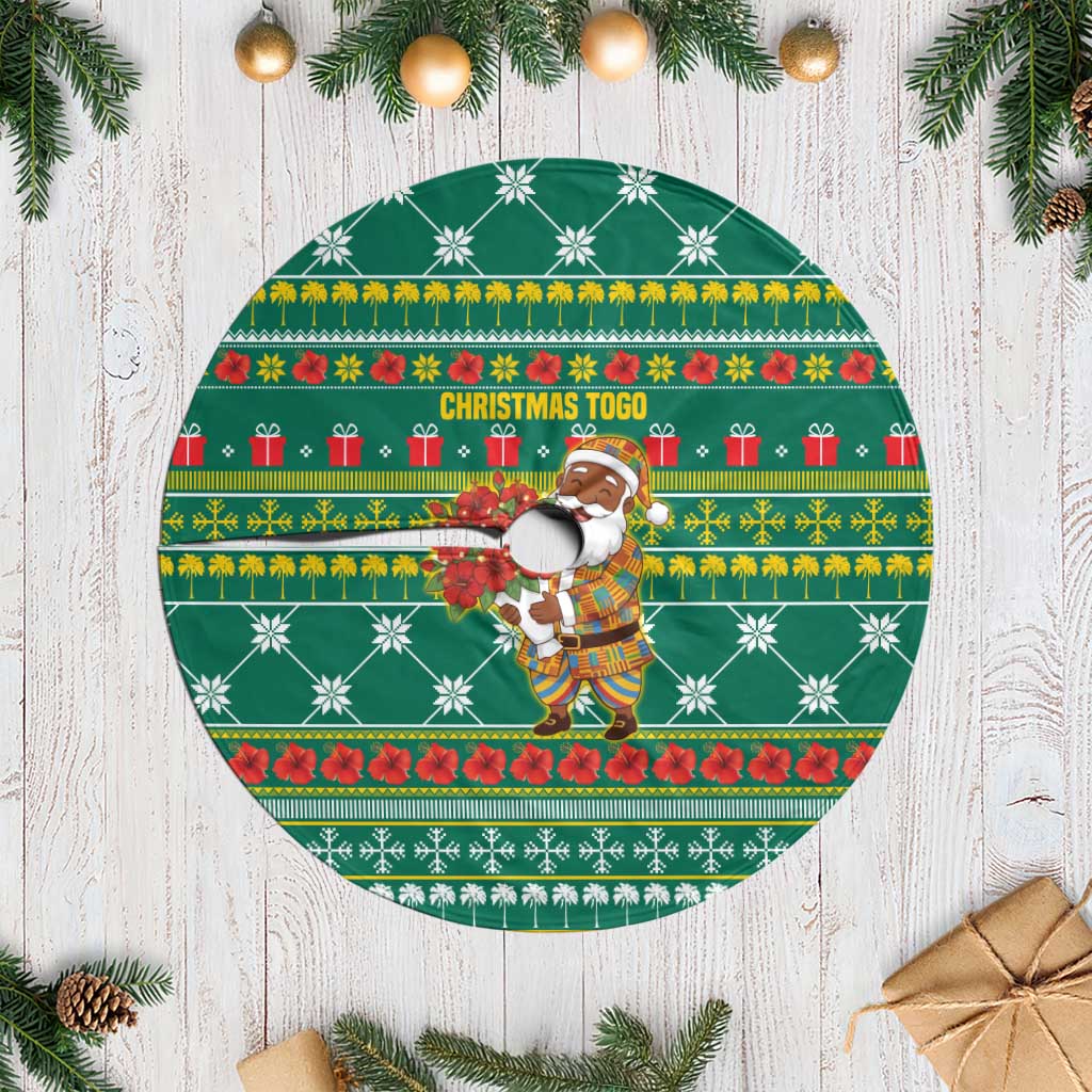 Togo Christmas Tree Skirt African Santa Poinsettia Flower Tree Gifts - African Pride