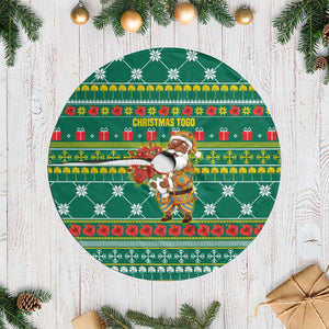 Togo Christmas Tree Skirt African Santa Poinsettia Flower Tree Gifts - African Pride