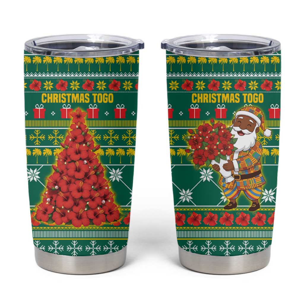 Togo Christmas Tumbler Cup African Santa Poinsettia Flower Tree Gifts - African Pride