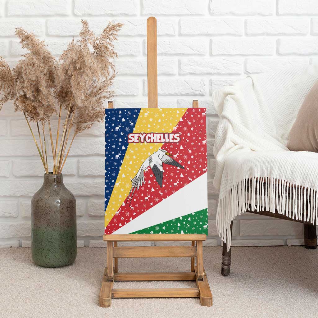 Seychelles Christmas Canvas Wall Art Flag Colors Tropical Bird Motif and National Coat of Arms - African Pride