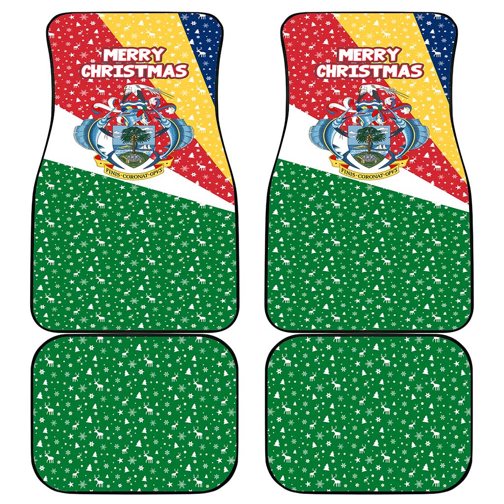 Seychelles Christmas Car Mats Flag Colors Tropical Bird Motif and National Coat of Arms - African Pride