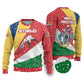 Seychelles Christmas Ugly Christmas Sweater Flag Colors Tropical Bird Motif and National Coat of Arms - African Pride