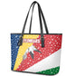 Seychelles Christmas Leather Tote Bag Flag Colors Tropical Bird Motif and National Coat of Arms - African Pride