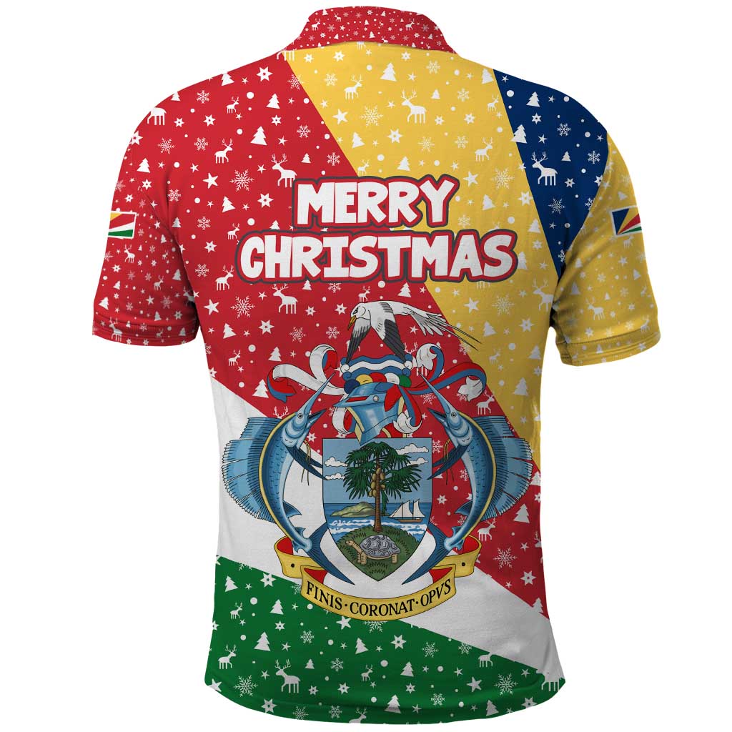 Seychelles Christmas Polo Shirt Flag Colors Tropical Bird Motif and National Coat of Arms - African Pride