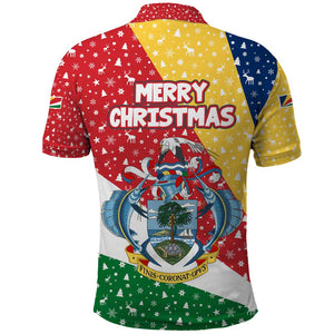 Seychelles Christmas Polo Shirt Flag Colors Tropical Bird Motif and National Coat of Arms - African Pride