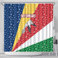 Seychelles Christmas Shower Curtain Flag Colors Tropical Bird Motif and National Coat of Arms - African Pride