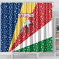 Seychelles Christmas Shower Curtain Flag Colors Tropical Bird Motif and National Coat of Arms - African Pride