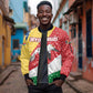 Seychelles Christmas Sleeve Zip Bomber Jacket Flag Colors Tropical Bird Motif and National Coat of Arms - African Pride