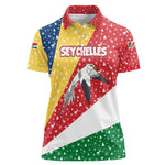 Seychelles Christmas Women Polo Shirt Flag Colors Tropical Bird Motif and National Coat of Arms - African Pride