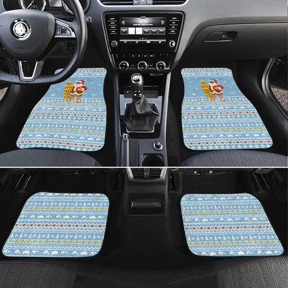 Seychelles Christmas Car Mats Ocean Blue Marlin Fish Artwork and Surfing Santa Motif - African Pride