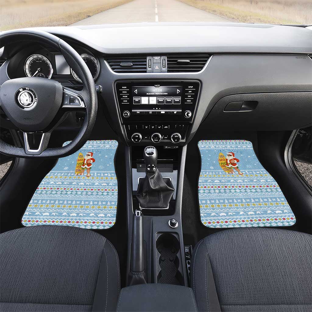 Seychelles Christmas Car Mats Ocean Blue Marlin Fish Artwork and Surfing Santa Motif - African Pride