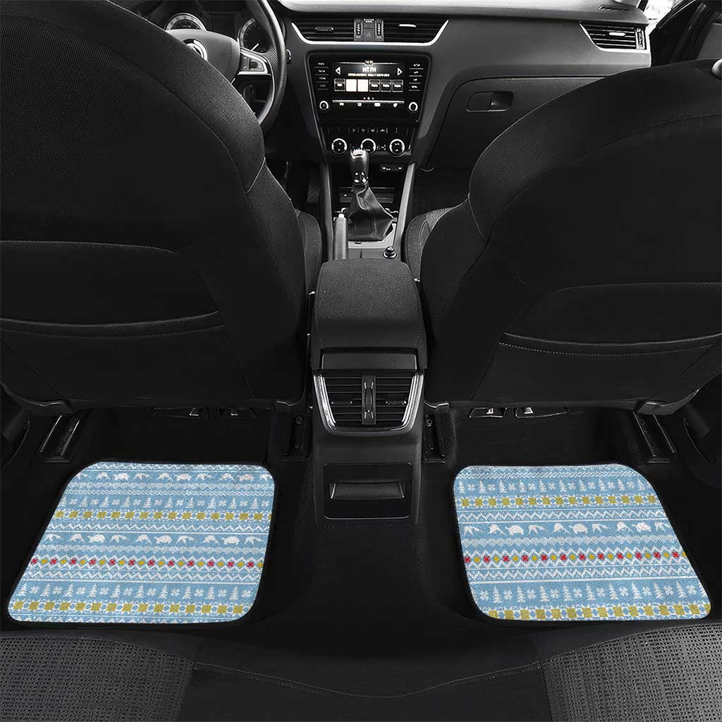 Seychelles Christmas Car Mats Ocean Blue Marlin Fish Artwork and Surfing Santa Motif - African Pride