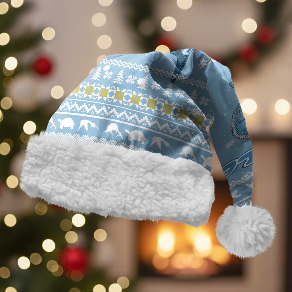 Seychelles Christmas Santa Hat Ocean Blue Marlin Fish Artwork and Surfing Santa Motif - African Pride