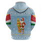 Seychelles Christmas Hoodie Ocean Blue Marlin Fish Artwork and Surfing Santa Motif - African Pride
