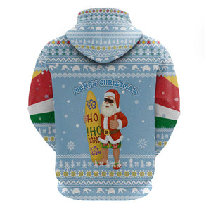 Seychelles Christmas Hoodie Ocean Blue Marlin Fish Artwork and Surfing Santa Motif - African Pride