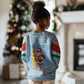 Seychelles Christmas Kid Ugly Christmas Sweater Ocean Blue Marlin Fish Artwork and Surfing Santa Motif - African Pride