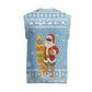 Seychelles Christmas Knitted V-Neck Vest Ocean Blue Marlin Fish Artwork and Surfing Santa Motif - African Pride