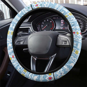 Seychelles Christmas Steering Wheel Cover Ocean Blue Marlin Fish Artwork and Surfing Santa Motif - African Pride