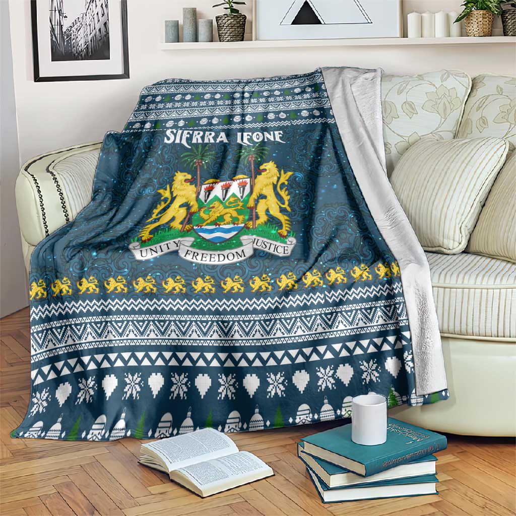 Sierra Leone Christmas Blanket Ornamental Coat of Arms and Festive Motif - African Pride