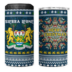 Sierra Leone Christmas 4 in 1 Can Cooler Tumbler Ornamental Coat of Arms and Festive Motif - African Pride