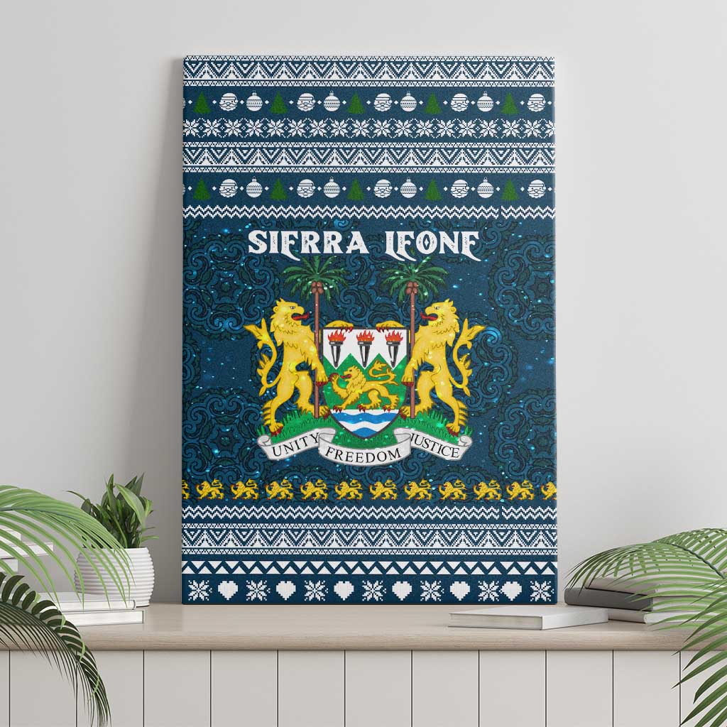 Sierra Leone Christmas Canvas Wall Art Ornamental Coat of Arms and Festive Motif - African Pride