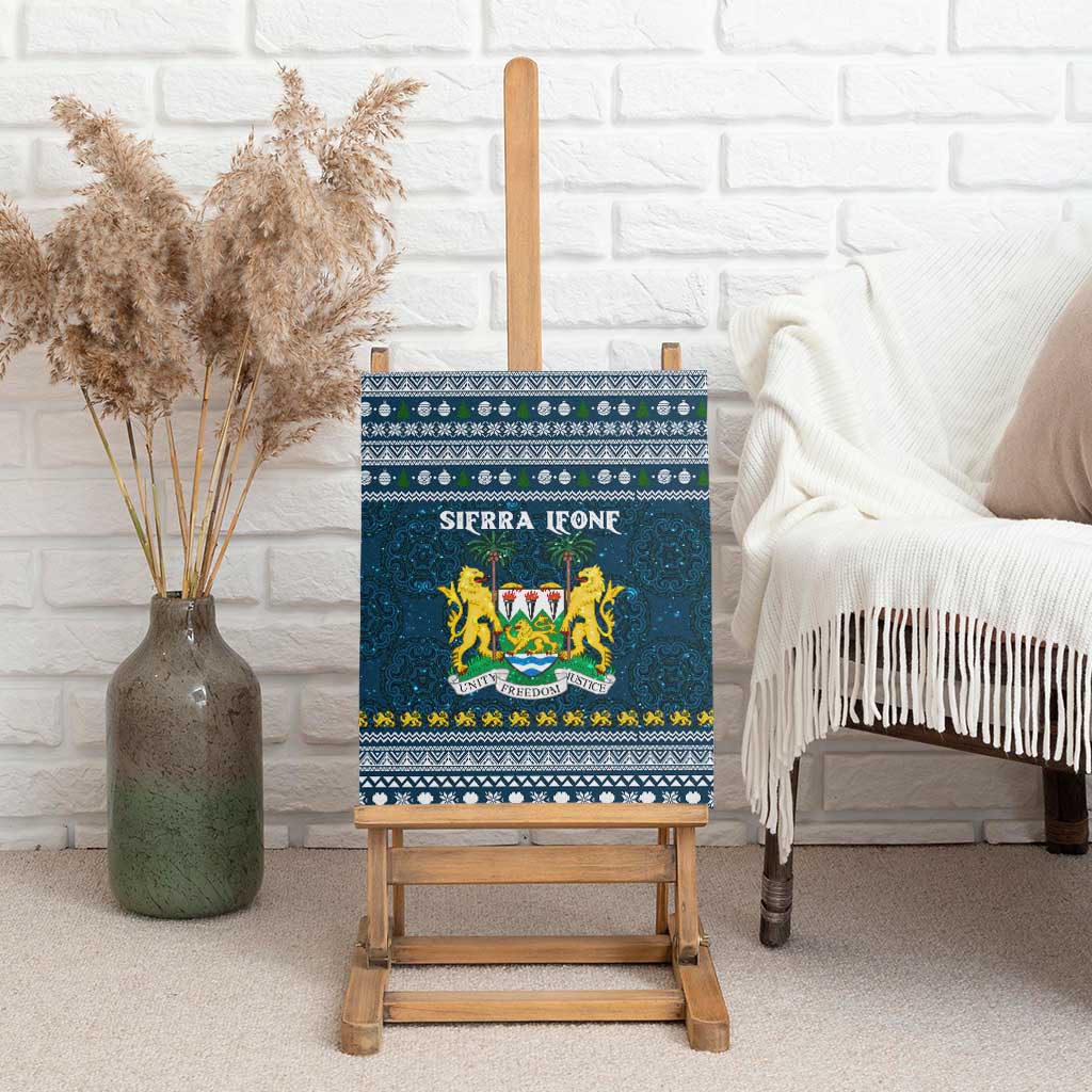 Sierra Leone Christmas Canvas Wall Art Ornamental Coat of Arms and Festive Motif - African Pride