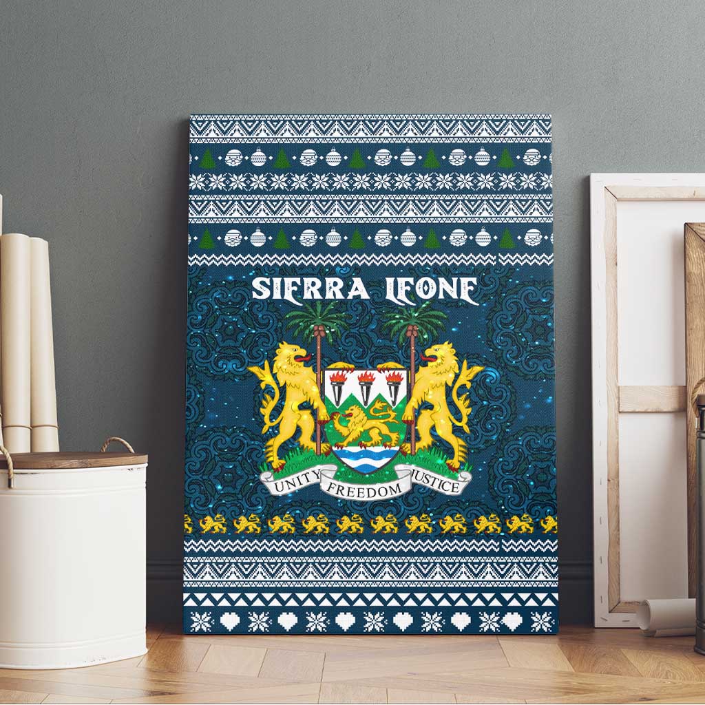 Sierra Leone Christmas Canvas Wall Art Ornamental Coat of Arms and Festive Motif - African Pride