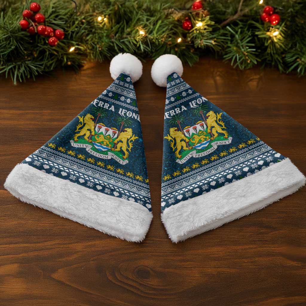 Sierra Leone Christmas Santa Hat Ornamental Coat of Arms and Festive Motif - African Pride