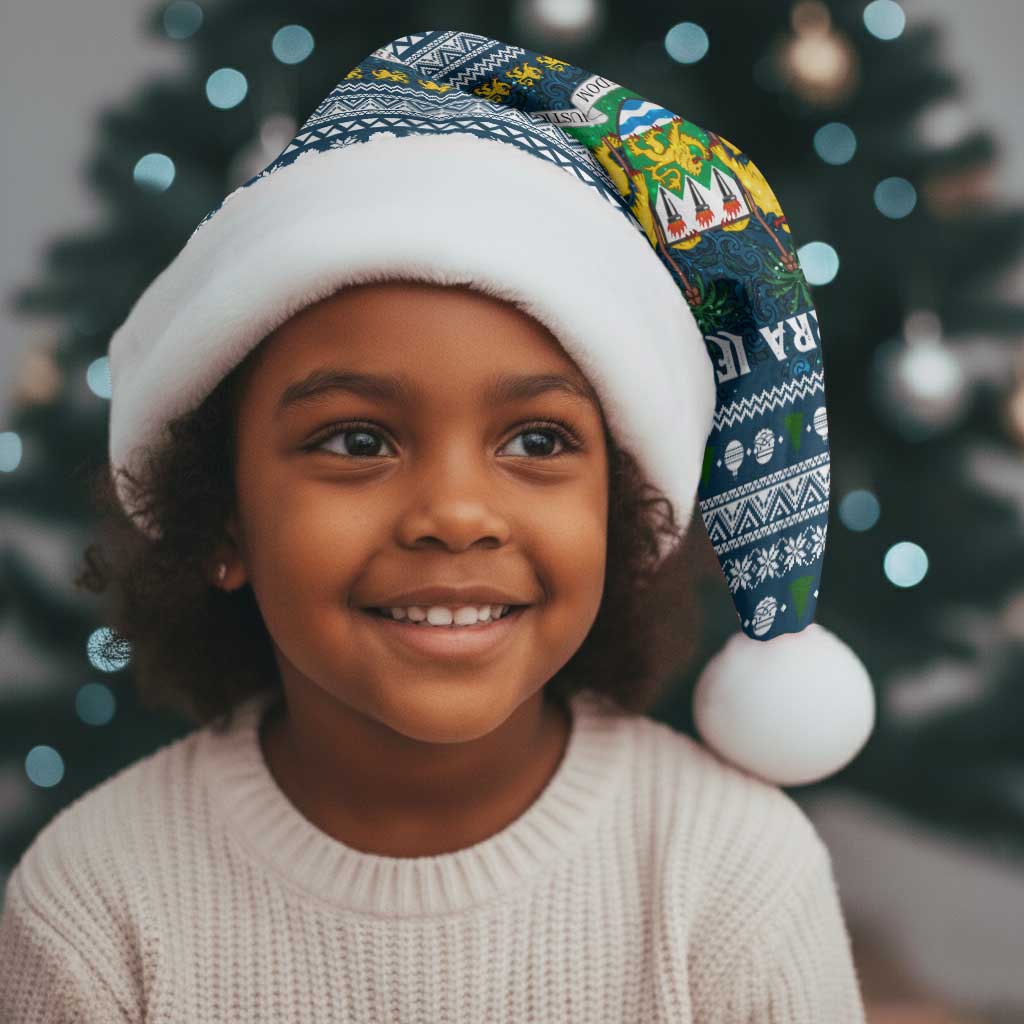 Sierra Leone Christmas Santa Hat Ornamental Coat of Arms and Festive Motif - African Pride