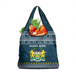 Sierra Leone Christmas Grocery Bag Ornamental Coat of Arms and Festive Motif - African Pride