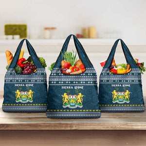 Sierra Leone Christmas Grocery Bag Ornamental Coat of Arms and Festive Motif - African Pride