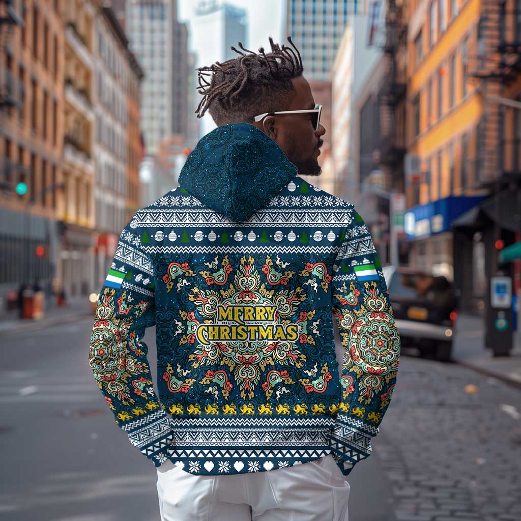 Sierra Leone Christmas Hoodie Ornamental Coat of Arms and Festive Motif - African Pride